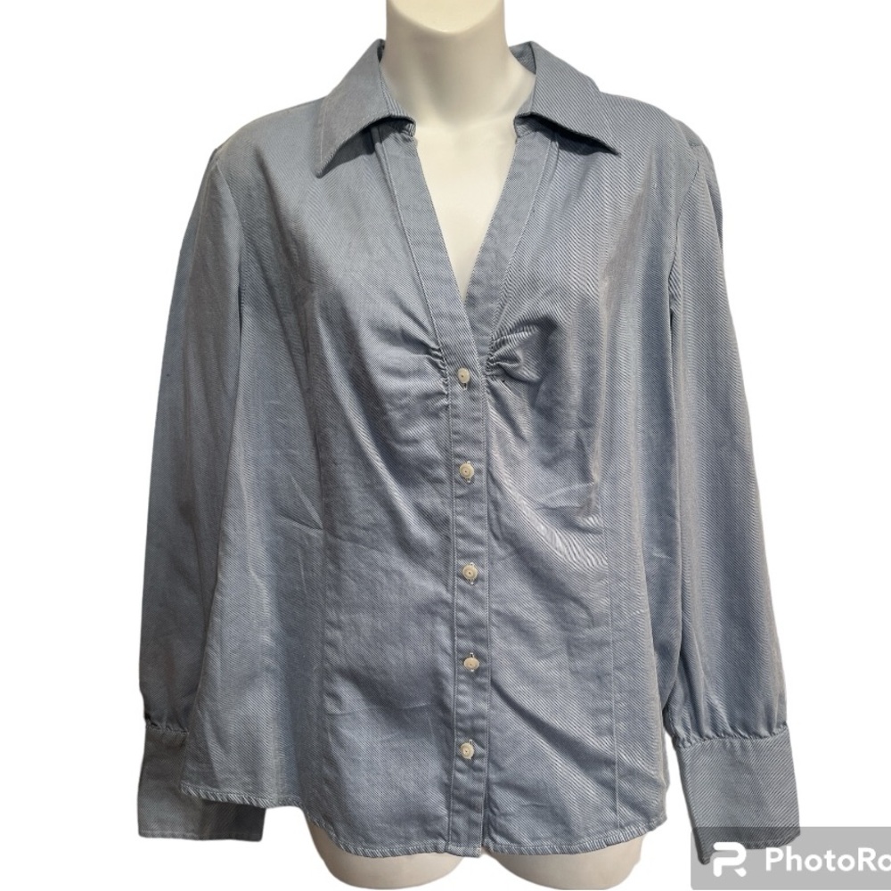 Loft button down tailored blouse. Size 16. Blue